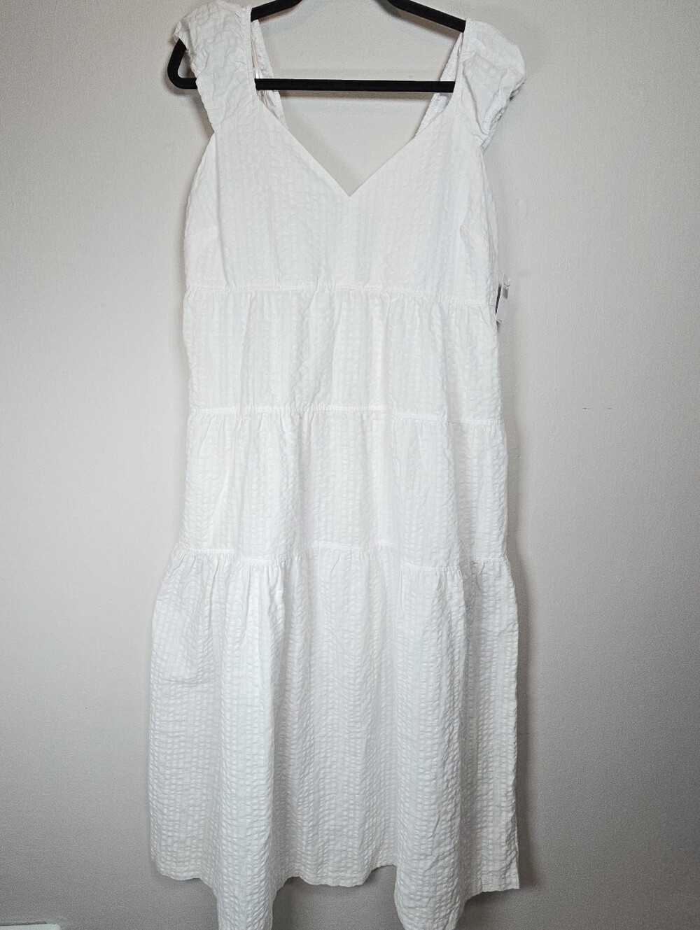 Old Navy Womens Cotton Sleeveless Tiered Pocket Dress NWT White Summer Boho Lrg
